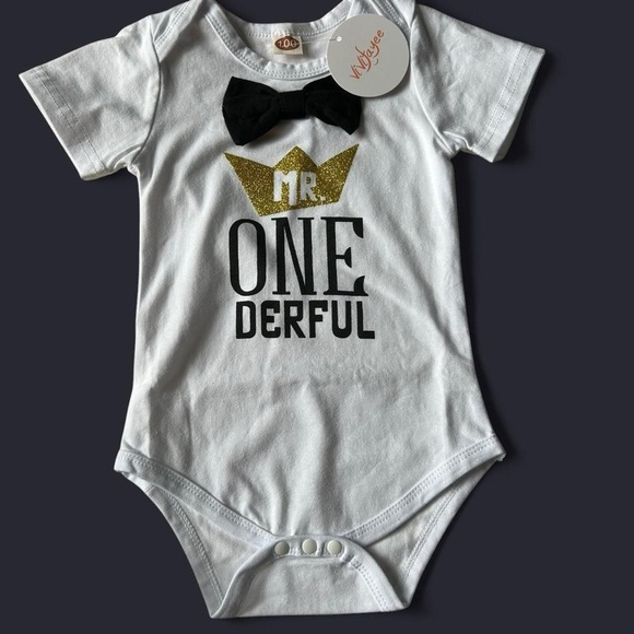NWT- Boys Mr One-derful cake-smash or 1st birthday outfit - Picture 2 of 7